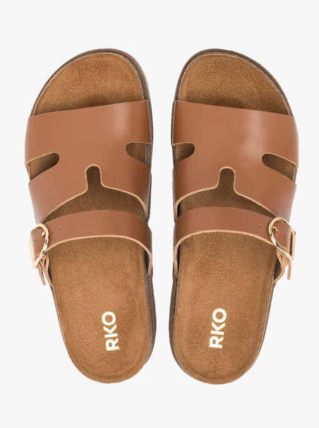 Braune H-Flip-Flops mit Schnallenriemen