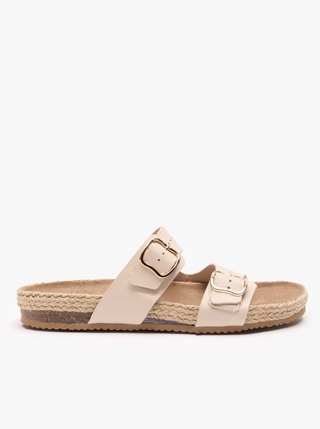 Beigefarbene Flip-Flops mit zwei Riemen
