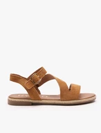 Flache Sandalen aus rotem Veloursleder