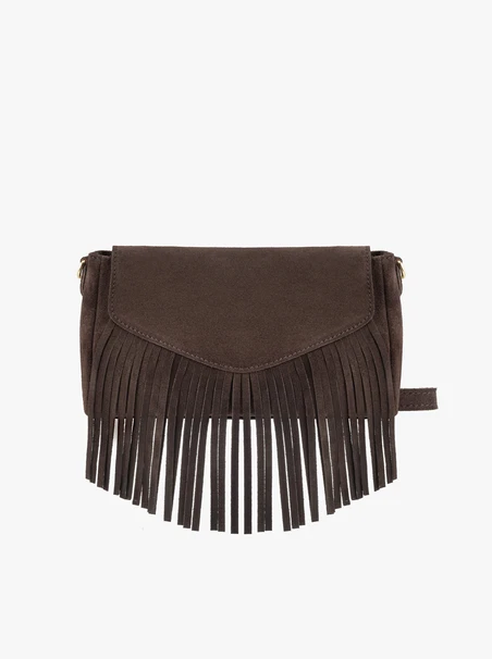 Braune Clutch Bag mit Quasten