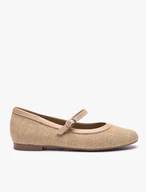 Beige Ballerinas mit interessanter Textur und Riemen