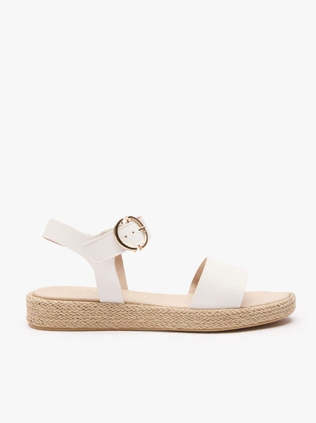 Weiße Schnallen-Sandalen
