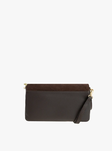 <p>Eine kleine dunkelbraune Handtasche</p>