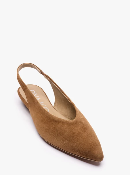Braune Slingback-Pumps mit spitzer Zehe
