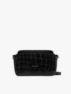 Schwarze kleine Handtasche mit Krokodilledermuster