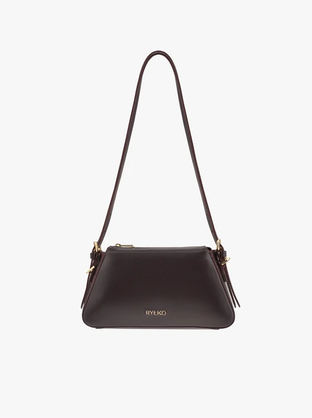 Kleine burgunderrote Handtasche aus Glattleder