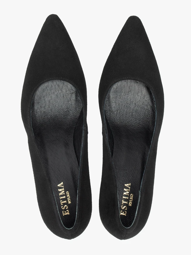 Schwarze Stiletto-Pumps aus Veloursleder