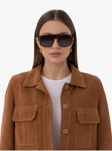 Unisex-Sonnenbrille mit Rahmen mit Leopardenmuster