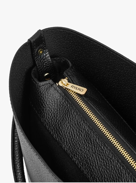 Schwarze elegante Handtasche aus Vollnarbenleder