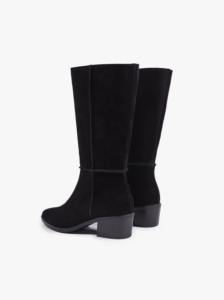 Schwarze hohe Stiefeletten mit Absatz