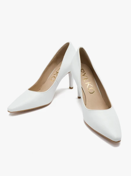 Weiße Stiletto-Pumps