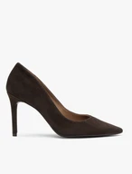 Dunkelbraune hohe Stiletto-Pumps