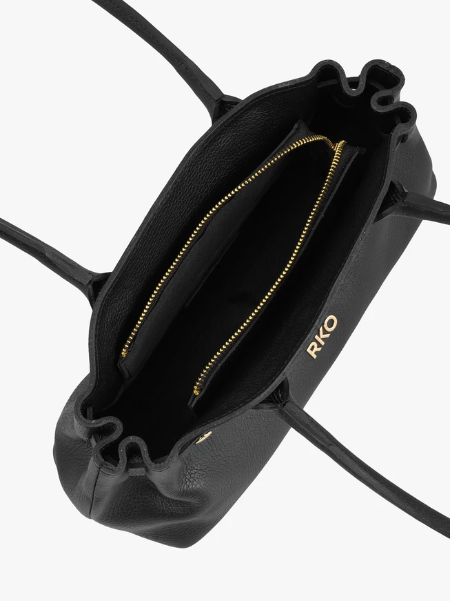 Schwarze Baguette-Handtasche aus Leder
