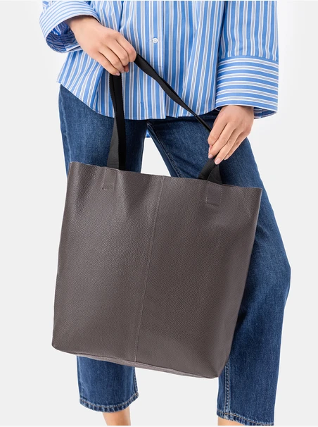 Braune große Shopper-Tasche aus Leder