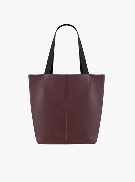 Kastanienbraune Shopper-Tasche aus Leder und Stoff