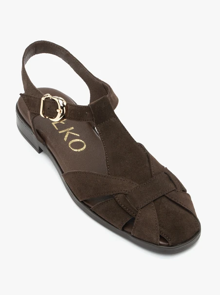 Sandalen aus braunem Veloursleder