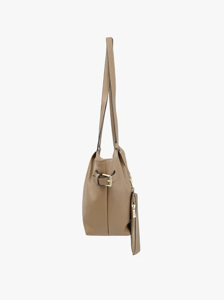 Beige Handtasche mit Etui