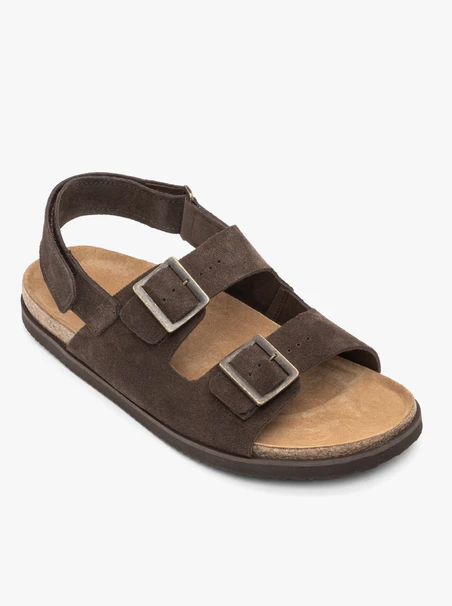 Sandalen aus braunem Veloursleder