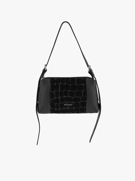 Schwarze Handtasche in Krokodilleder-Optik