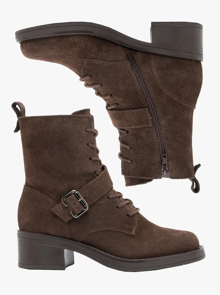 Dunkelbraune Stiefel mit Schnalle