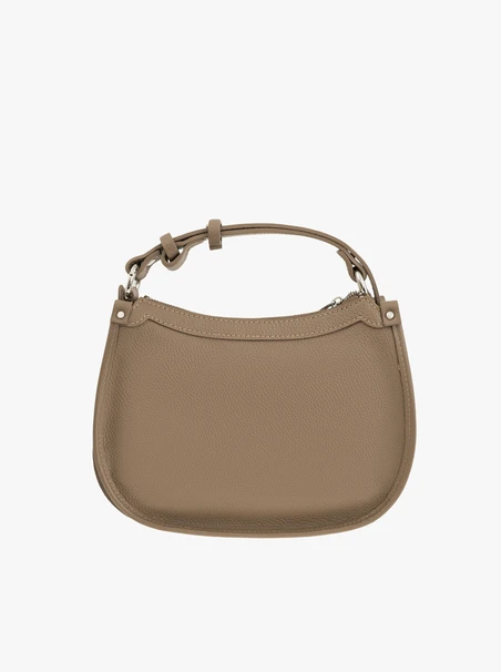 Beigefarbene Handtasche aus Leder und Velours