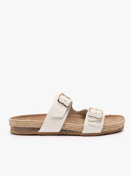 Cremefarbene Flip-Flops mit zwei Riemen