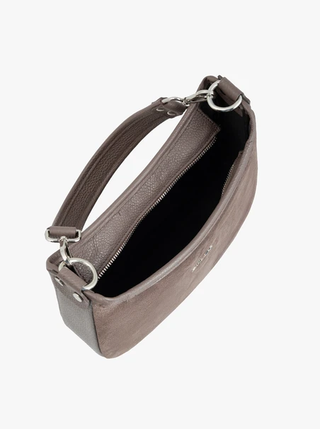 Handtasche aus braunem Leder und Velours