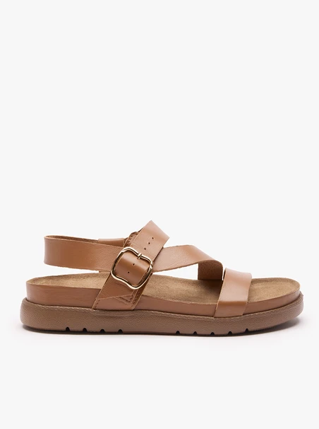 Sandalen aus braunem genarbtem Leder