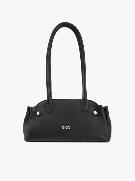 Schwarze Baguette-Handtasche aus Leder