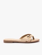 Beigefarbene Flip Flops mit Verzierung