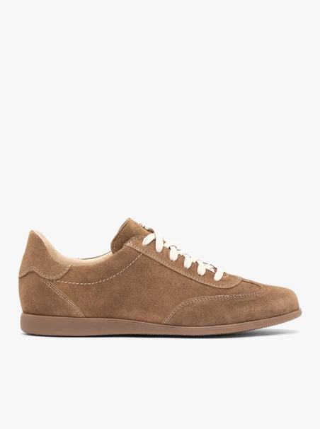 Hellbraune Sporthalbschuhe aus Leder