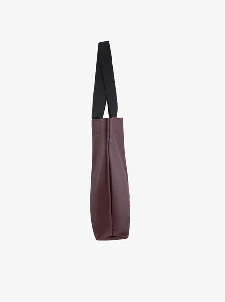 Kastanienbraune Shopper-Tasche aus Leder und Stoff