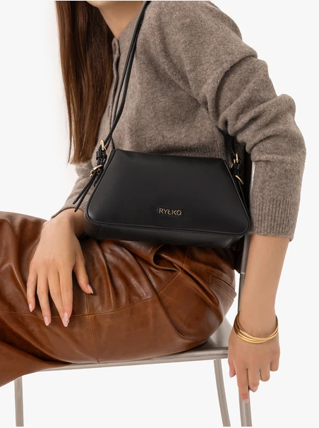 Kleine schwarze Lederhandtasche