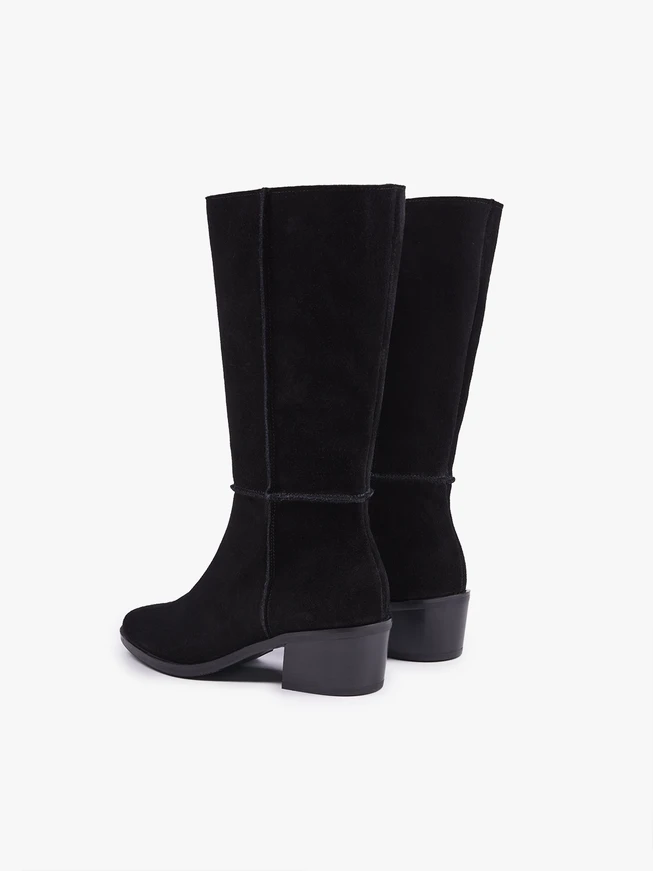 Schwarze hohe Stiefeletten mit Absatz
