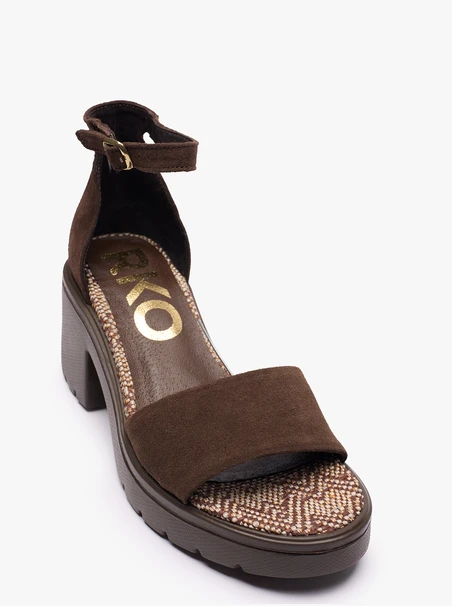 Dunkelbraune Sandalen mit Trapper-Boden