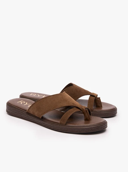 Flip Flops aus braunem Veloursleder