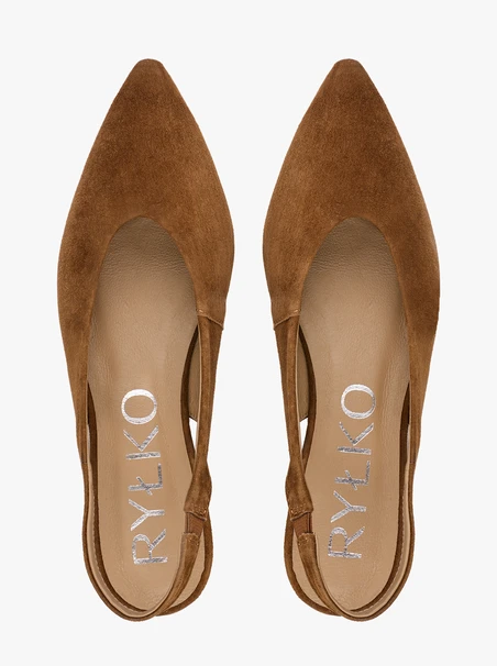 Braune Slingback-Pumps mit spitzer Zehe