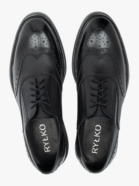 Schwarze Halbschuhe aus Leder zum Schnüren