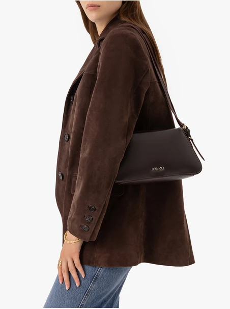 Kleine burgunderrote Handtasche aus Glattleder