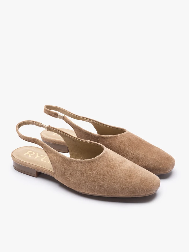 Hellbraune Slipper-Pumps