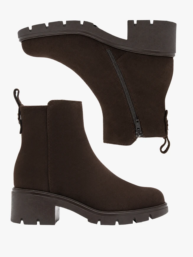 Dunkelbraune Velourslederstiefel