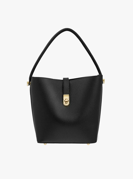 Schwarze elegante Handtasche aus Vollnarbenleder
