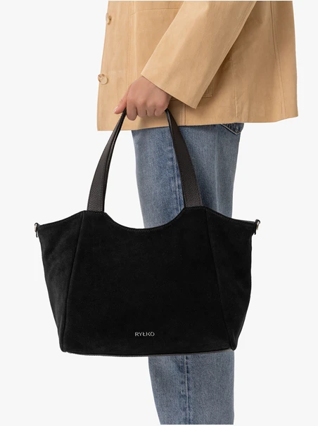 Schwarze weiche Handtasche