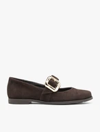 Dunkelbraune Mary Jane Ballerinas mit Riemen