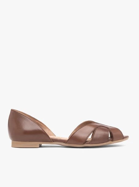 Braune zehenoffene Ballerinas