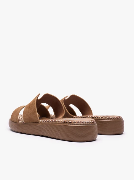 Dunkelbeige H-Flip-Flops mit dickerem Boden