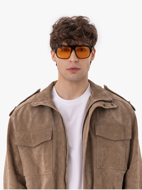 Unisex Brille schwarz mit gelben Gläsern