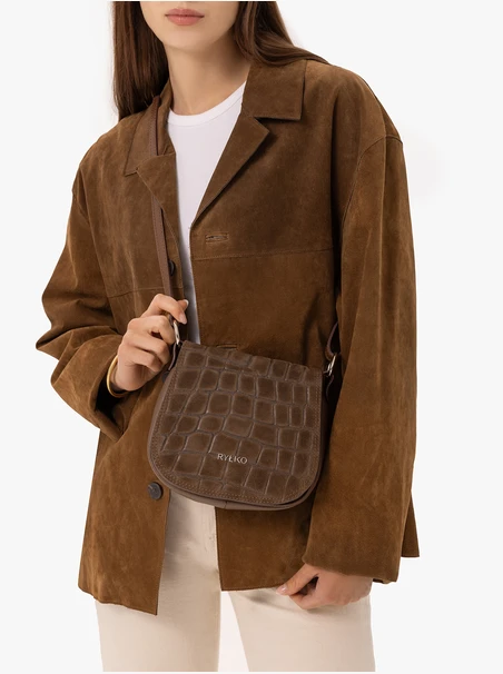 Hellbraune Handtasche mit Krokodilleder-Optik