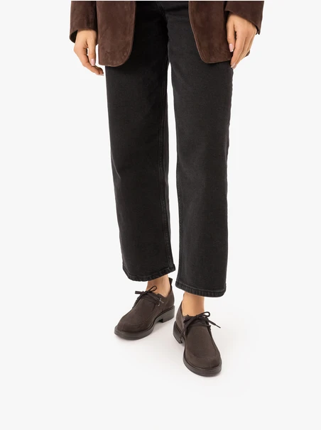 Dunkelbraune Velourshalbschuhe