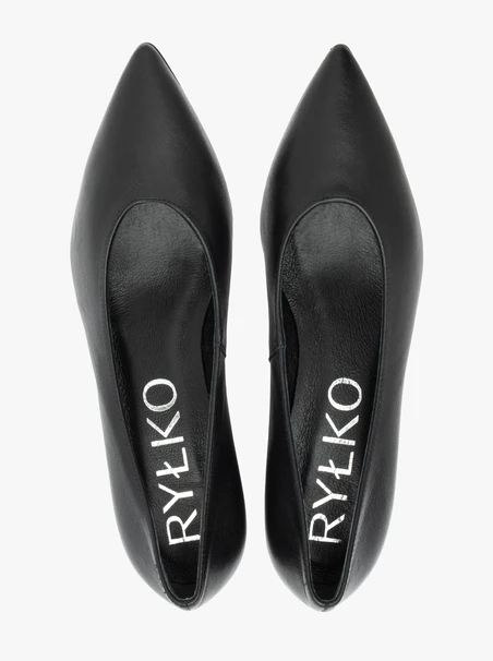 Schwarze Pumps aus Vollnarbenleder mit Stilettoabsatz
